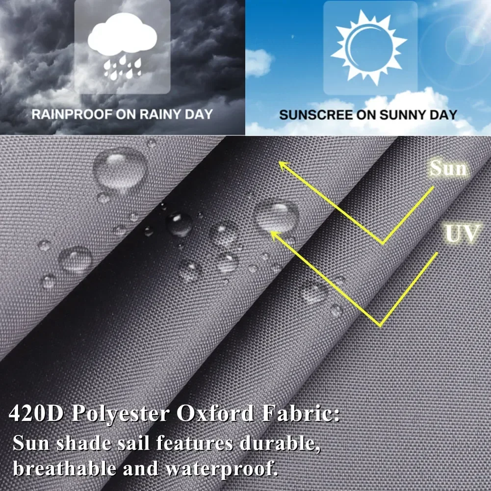 Garden Shade Sail Water Resistant UV Proof Protection Sun Shelter 3x2/4/5M Awnings Canopy For Outdoor Beach Camping Hiking Tents