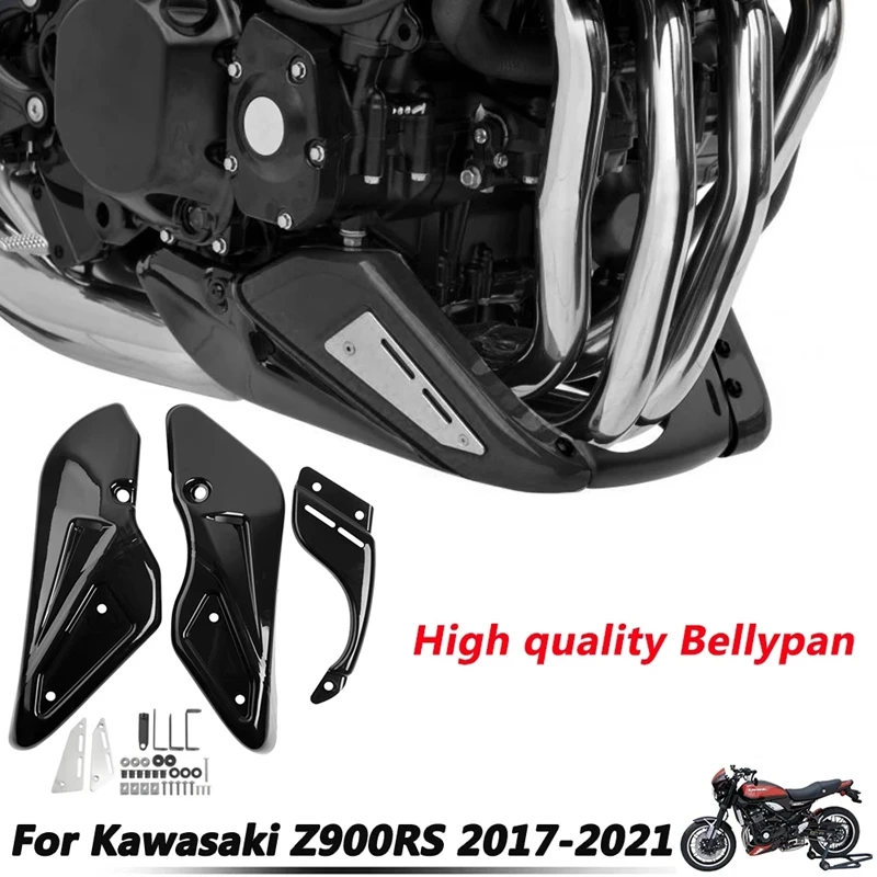 Motorcycle Belly Pan Lower Fairing Chassis Engine Guard Cover Protector For Kawasaki Z900RS 2018-2021 Black