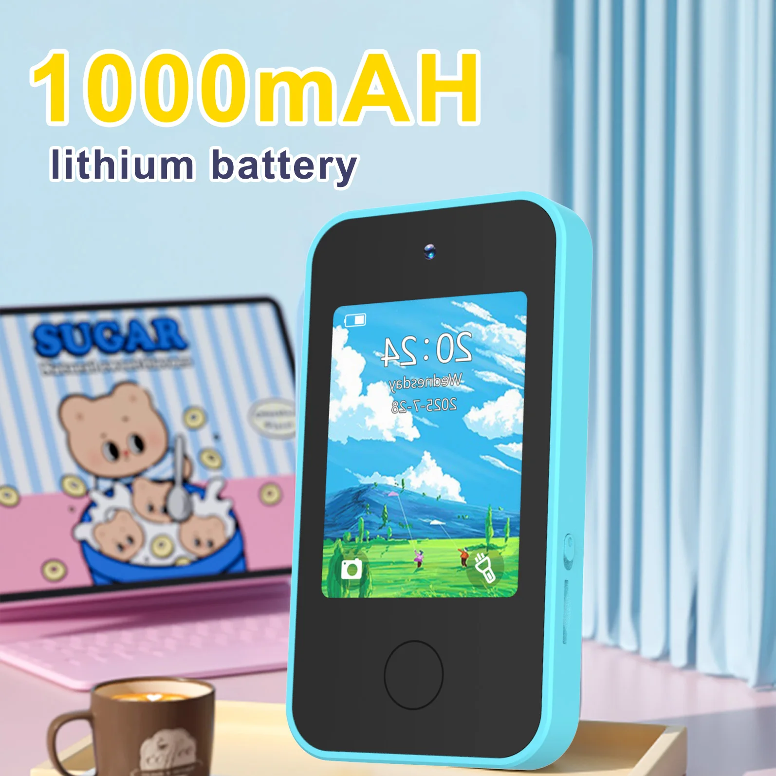 Smartphone pour enfants, double caméra, écran tactile 2,8 pouces, écran tactile, batterie rechargeable, jouet éducatif et lecteur de musique, cadeau