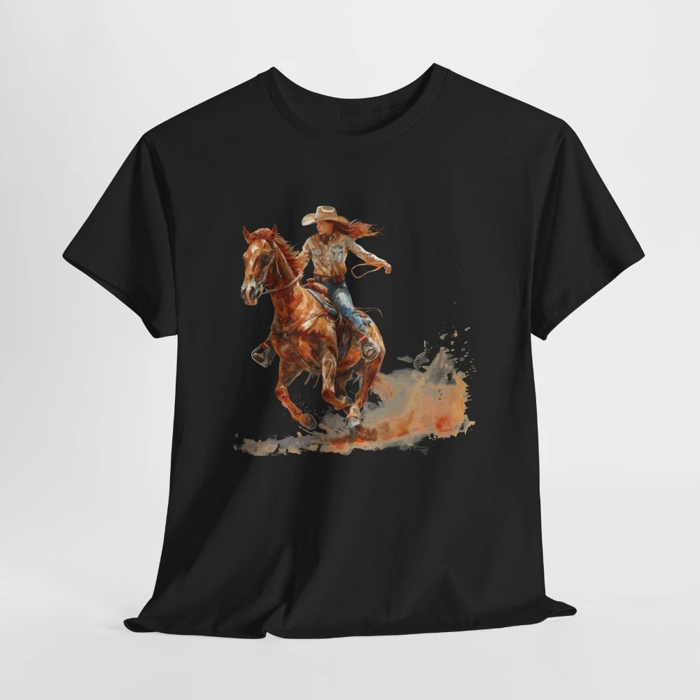 المائية راعية البقر المحملة البلد الغربية موضوع قميص روديو عاشق هدية القطن للجنسين س الرقبة قصيرة الأكمام بلوزات غير رسمية الموضة #3