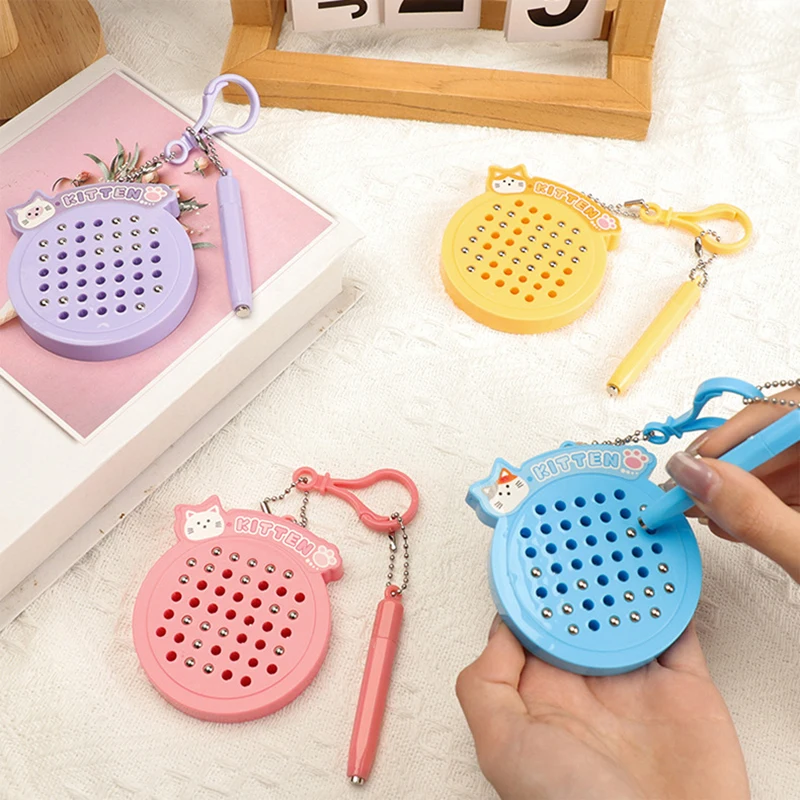 Cute Cartoon Steel Ball Drawing Board， Kawaii Doodle Toy for Kids, Couple Bag Charm Pendant, Fun Birthday Gift for Boys Girls
