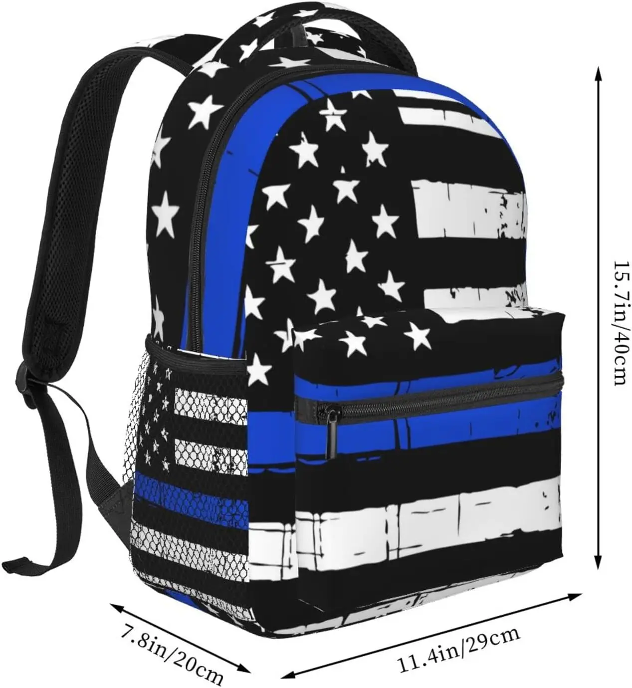 Blue Lives Matter American Flag Stylish Casual Backpack Purse Backpacks Pockets Computer Daypack For Work Business Travel