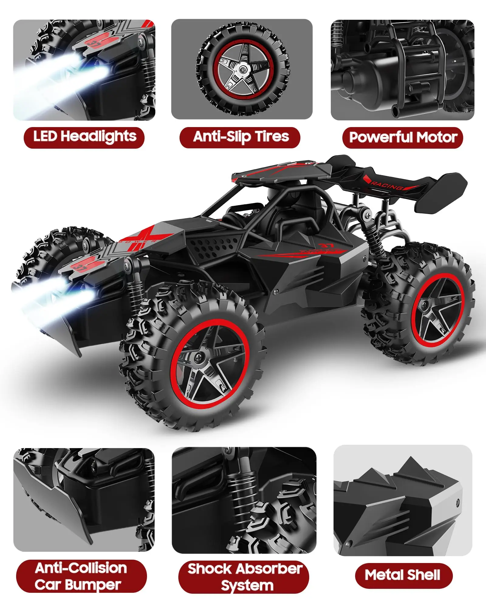 

All-Terrain RC Racing Car, Anti-Slip Tires, Strong Power, 3.7V 500mAh, Outdoor Adventure