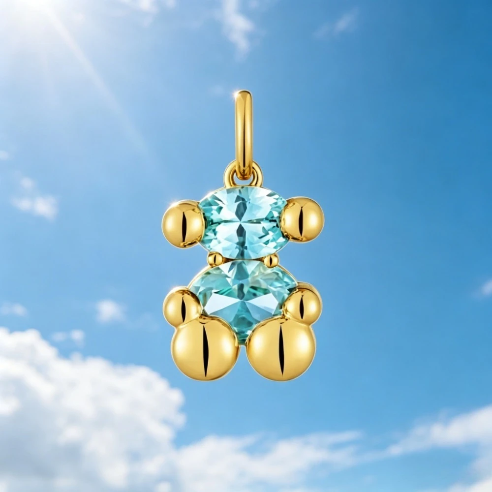 

Модный кулон-медведь из стерлингового серебра S925 для женщин, с изысканным сапфиром, для повседневного использования и вечеринок