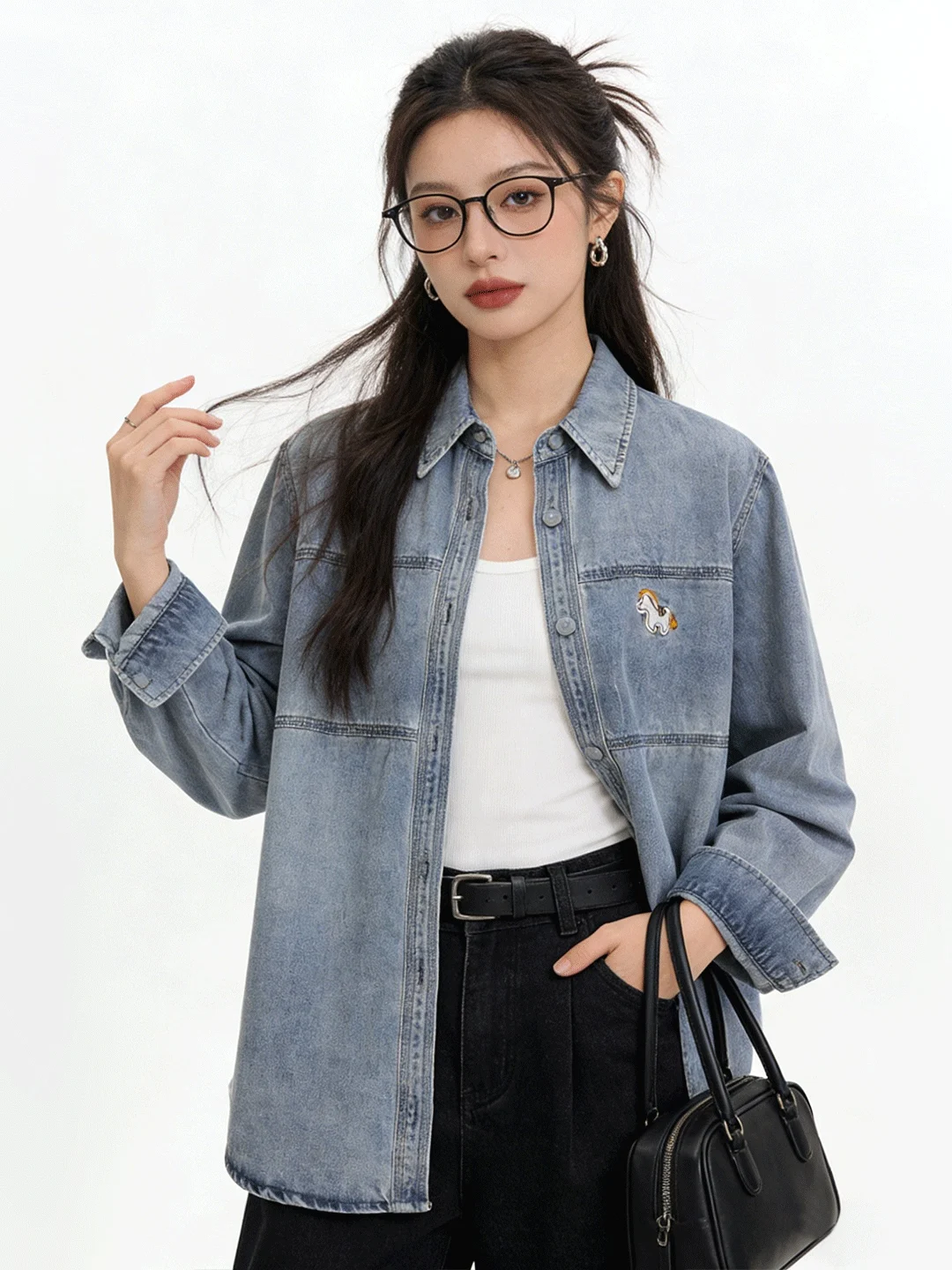 

Korean Sle Embroidered Ne Denim irt Jaet Sun Protection Early Spring Versatile Slimming Women's Casual irt