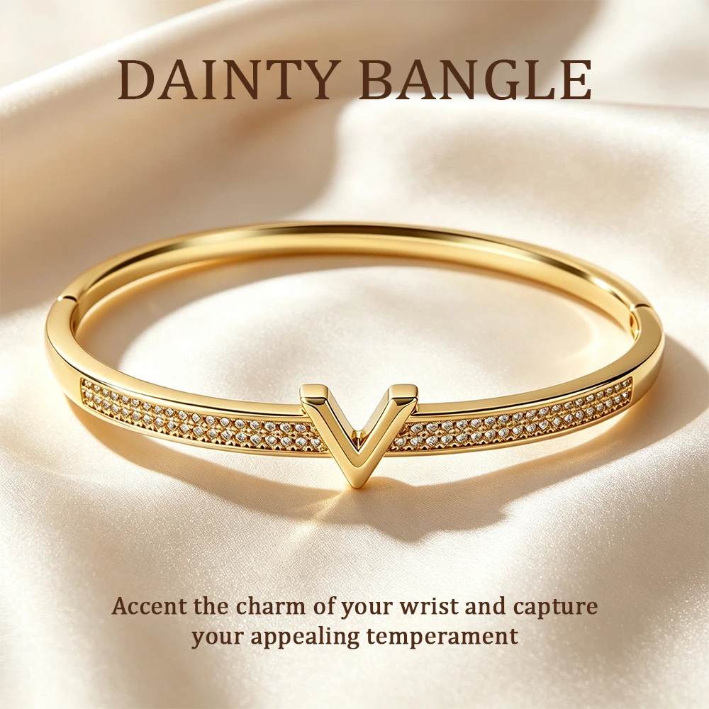 YH - French V-shaped inlaid zircon bracelet, neat and exquisite, showing off white and light luxury
