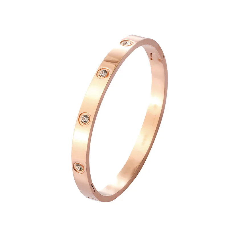 Silver & Rose Gold & Yellow Gold Plated Mens And Womens Couple Bangle Luxury Designer Stainless Steel Jewelry Women\'s Bracelet