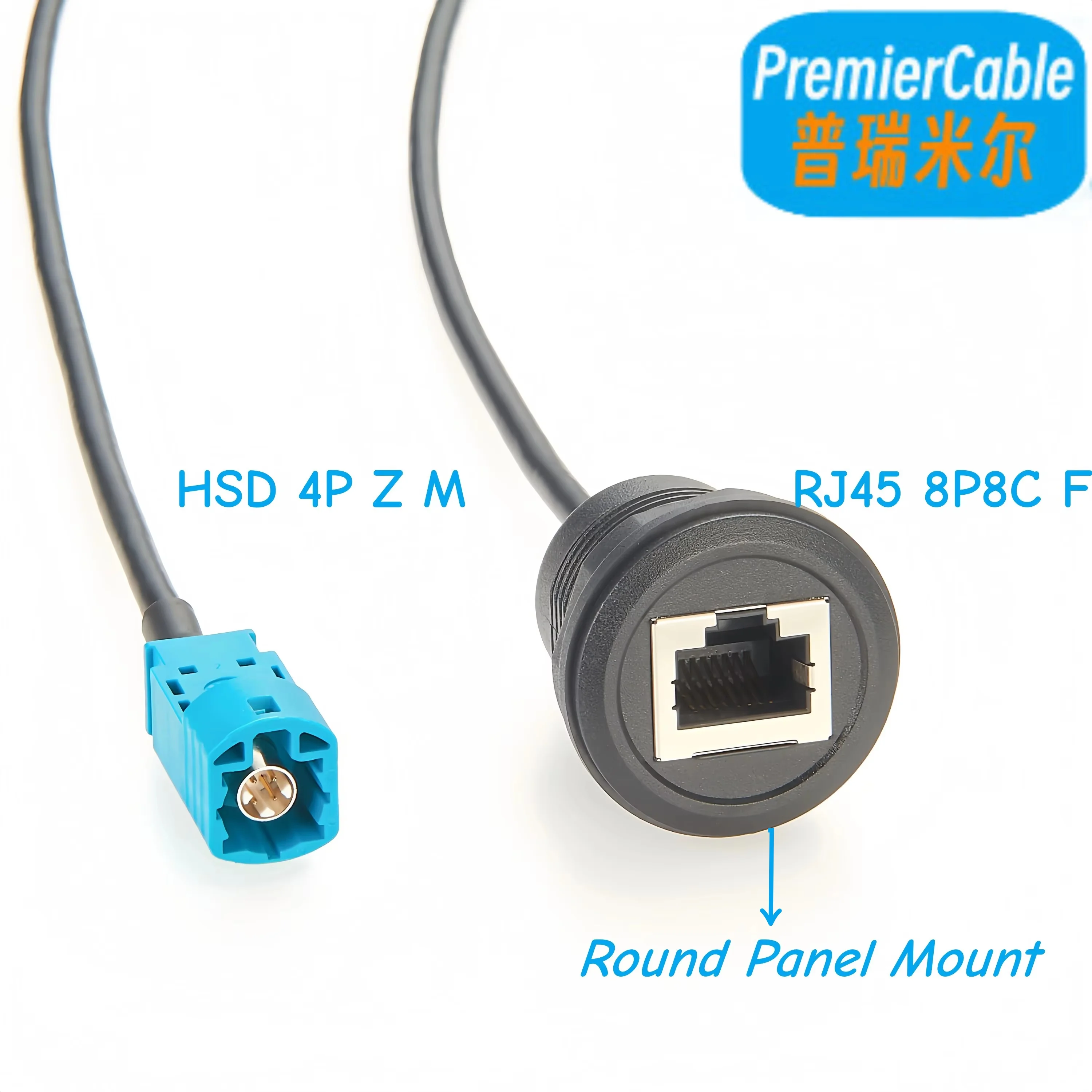 

HSD to RJ45 Ethernet Round Panel Mount Extension Cable for Automotive Cameras HSD 4P Z Code Male to RJ45 Female Adapter Cable 1m