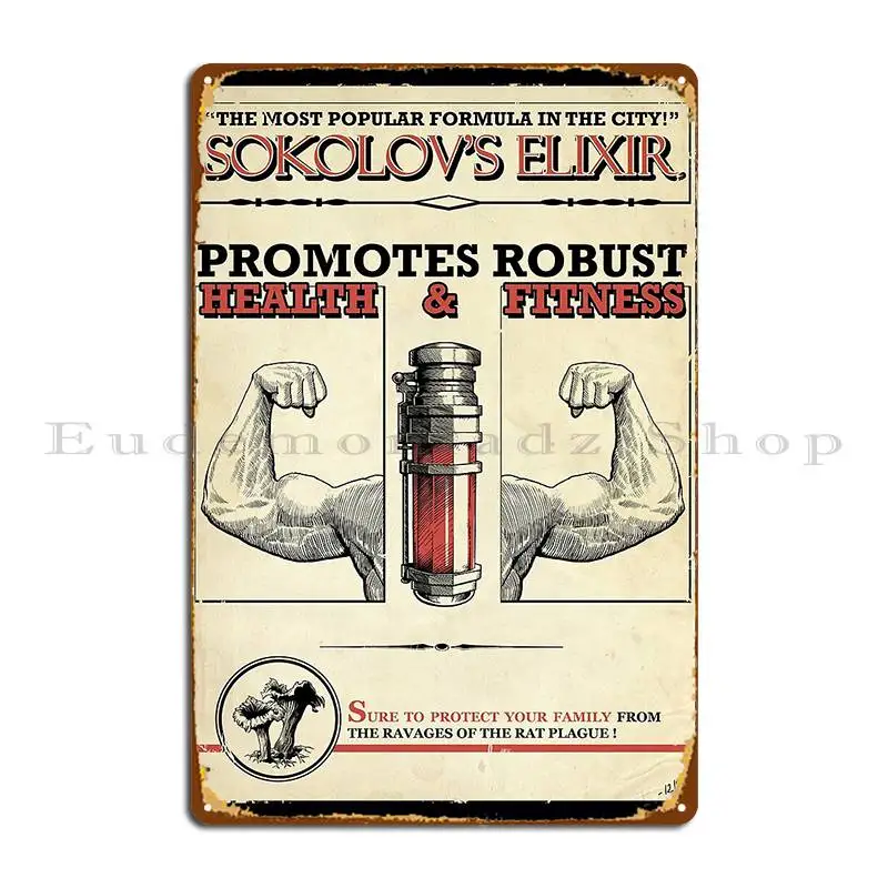 Sokolovs Elixir Dishonored Metal Sign Print Club Club Home Wall Cave Tin Sign Poster