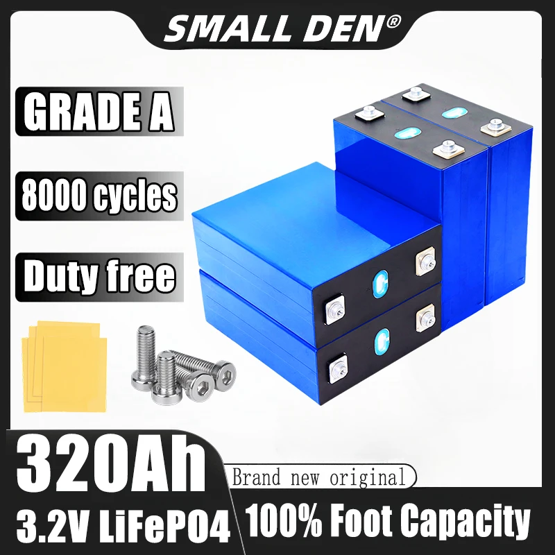 1-100pcs 3.2V 320Ah Grade A 8000 cycle Lifepo4 Battery Lithium iron phosphate Rechargeable Cell For DIY 12V 24V RV Solar Camping