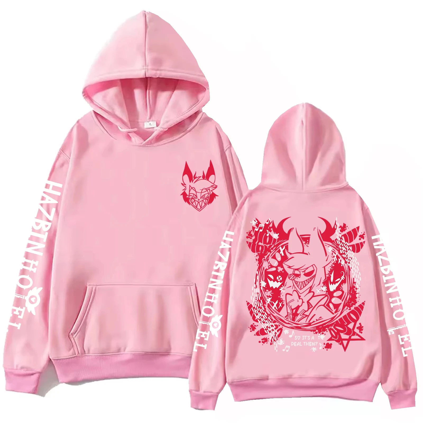 Anime Hazbin Hotel Alastor Bedruckte Hoodies Y2K Herren Damen Casual Goth Hoodie Weicher Dicker Fleece Kapuzenpullover Lockerer Street-Top – Detail 4