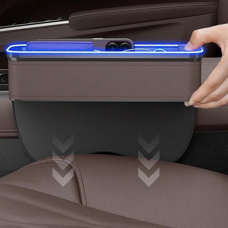 GM Car Seat Storage Box with Atmosphere Light USB Charging Organizer for Jeep Wrangler Cleaning Accessories