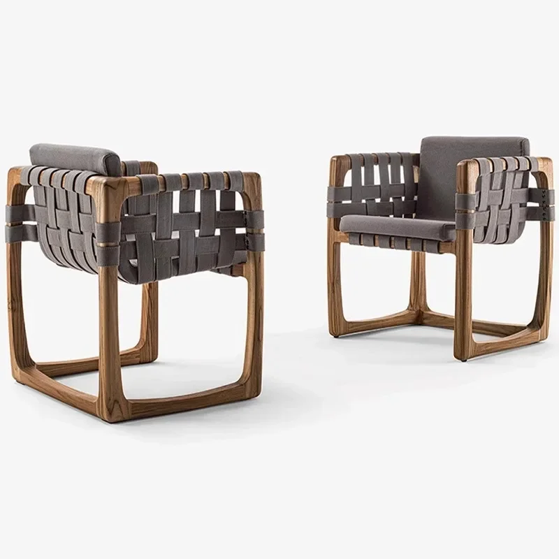 Outdoor tables and chairs, villa open-air balcony solid wood dining table combination, furniture rattan sofa
