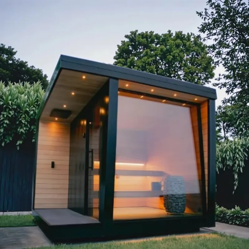 

Hot Selling Large Outdoor Sauna Traditional Steam Electric Heater Black Cube Sauna With Side Door For Relaxation Spa