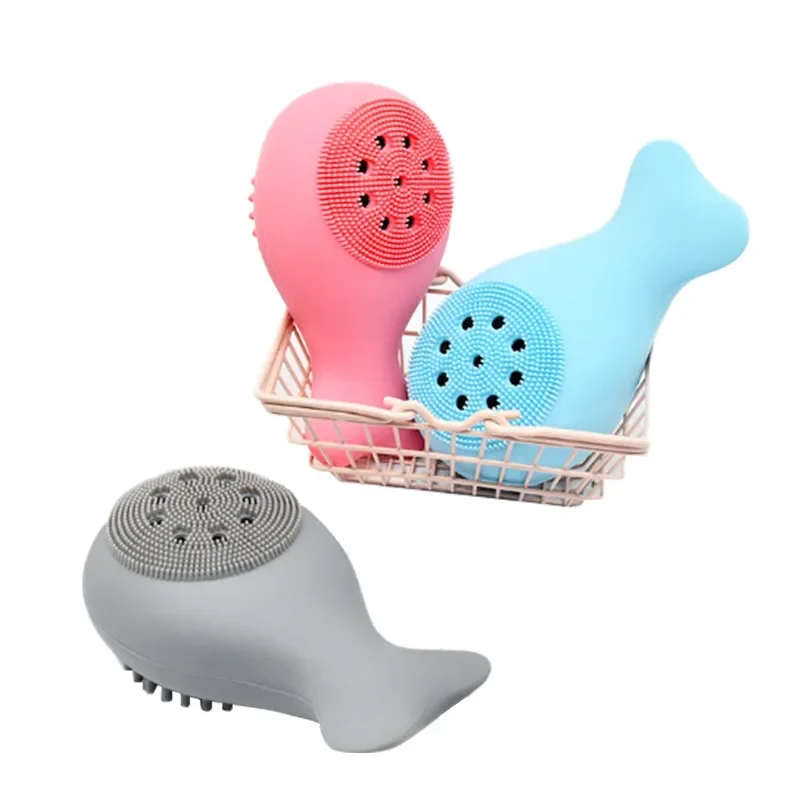 Latest Trending  Silicone Face Cleansing Brush Facial Whale Shape Deep Pore Exfoliating Blackhead Face Scrub Washing Brush