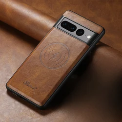 Leather Case for Google Pixel 10 9 Pro XL 8 8A 7 7A 6A Cover Magnetic Holder for Magsafe Oil Wax Cuticle Shell Shockproof Fundas