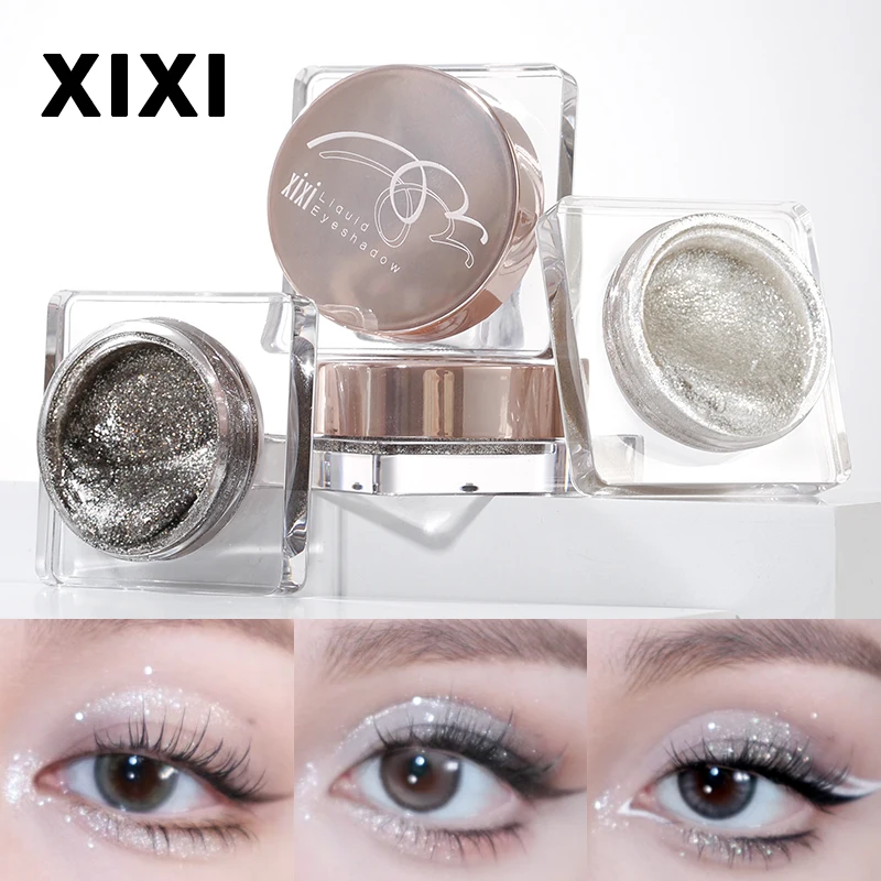 Glitter Punk Smoky Black Eyeshadow Gel Metallic Dark Silver Liquid Eye Shadow Long lasting Waterproof Pearlescent Eyes Makeup