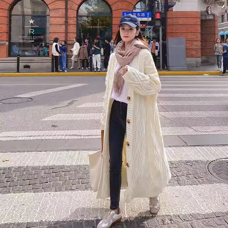 여성용 롱 가디건 2025년 신상 한국 스타일 아름다운 올매치 심플 인스 시크 루즈핏 가을 여성 핫세일 니트 스웨터