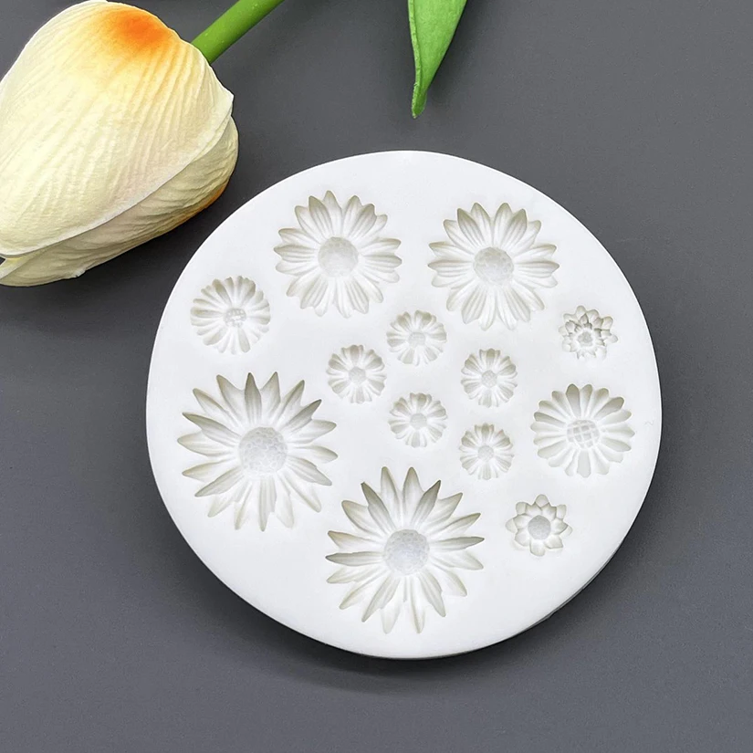 Gänseblümchen Wilde Chrysanthemen Blumen Silikonform für Zuckerguss Schokolade Cupcake Backen Fondant Kuchen Dekorationswerkzeuge – Detail 3