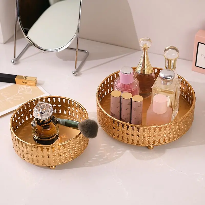

Light Luxury Cosmetics Skin Care Products Storage Boxes Jewelry Storage Box Dresser Desktop Decor Household Metal Organization