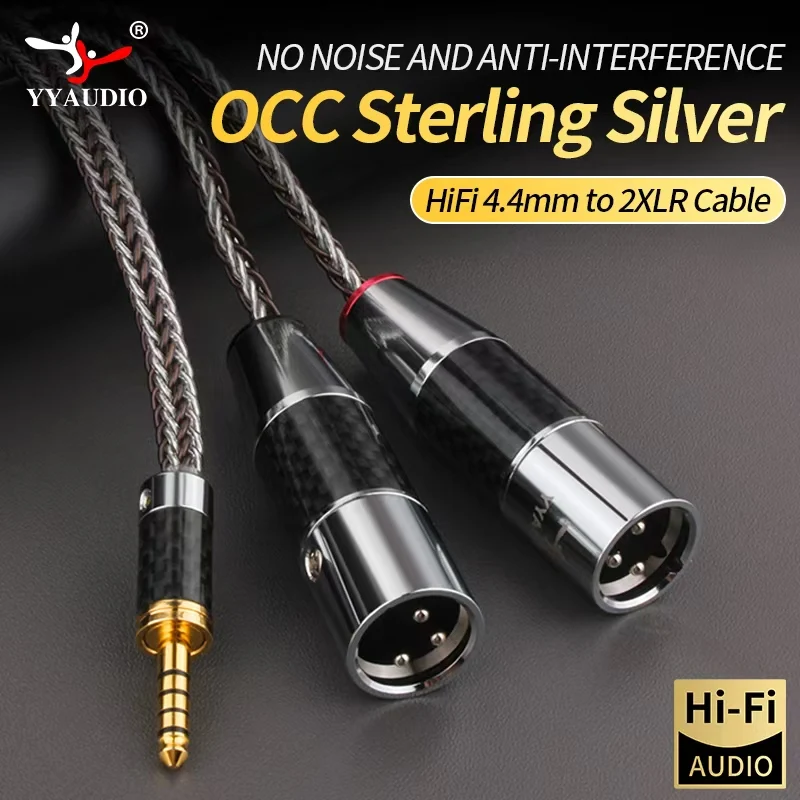 

Hifi 4.4mm to 2XLR Cable High Quality OCC Sterling Silver 3pin XLR Balanced Male Audio Adapter Cable for Mp3 DAC AMP