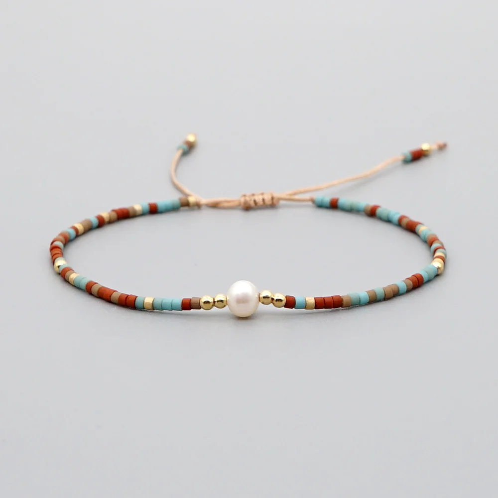 Miyuki-Perlenarmband für Frauen, eleganter, zierlicher Perlenschmuck, Boho-Sommer-Strand, stapelbare Armbänder, Geschenk für Sie – Detail 8