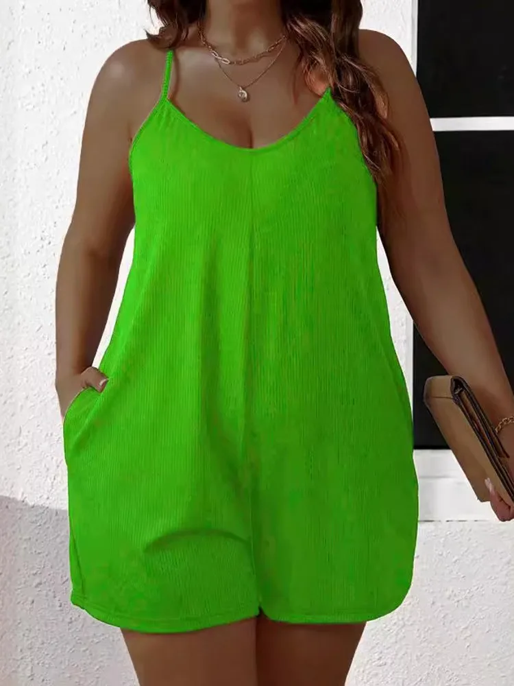 Plus Size Clothes Summer Playsuits Shorts Casual One Piece Rompers Sexy V-Neck Front Bodycon Jumpsuit Fitness Bodysuit Catsuit