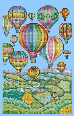 air balloon colorful hot air balloon Embroidery,DIY 14CT Unprinted Arts Cross stitch kits Set Cross-Stitching Home Decor