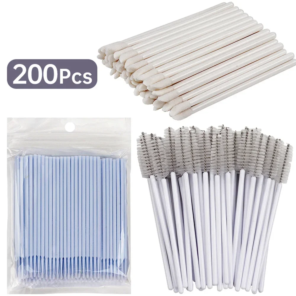 200 Stuks Wimperverlenging Speciale Wimperverwijderingsborstel Micro-Borstel Wimperborstel Lipline Katoenen Borstel Voor Wimperverlengingstool