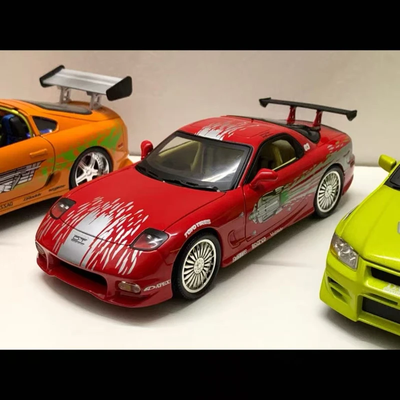 Jada1:24 Mazda RX7 modelo de carro de liga de alta simulação rally carro esportivo de corrida brinquedo função deslizante modelo de carro