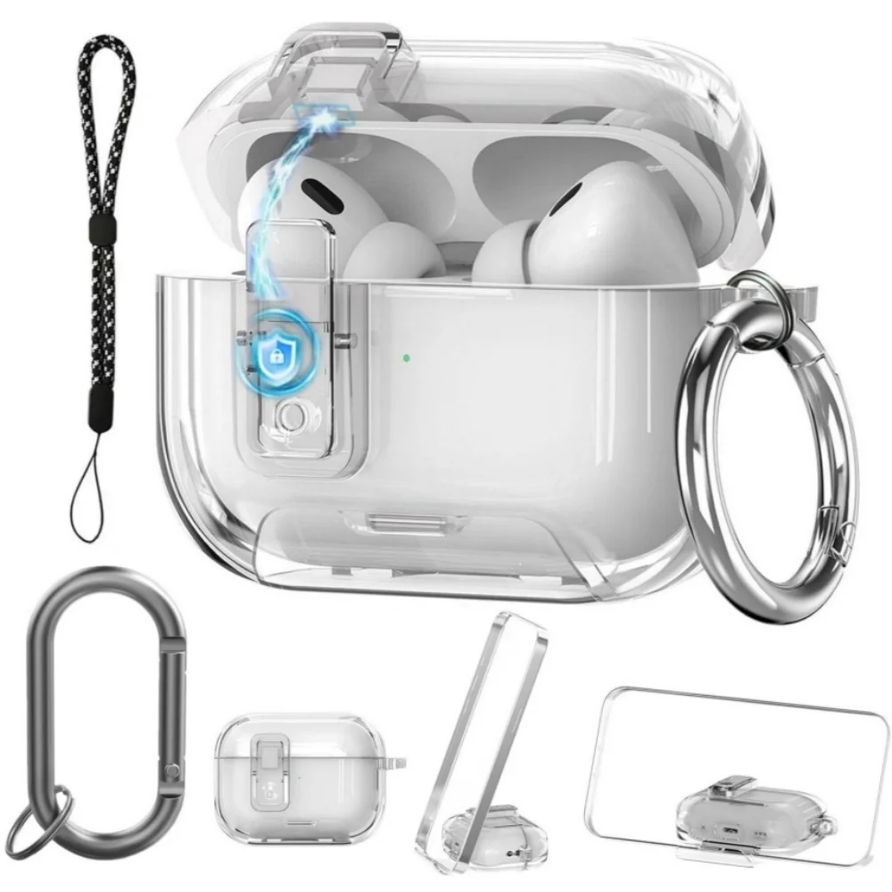 Phone Stand Design For Airpods Pro 3 Clear New Case Soft TPU Magnetic Automatic Lock Earphone Case Accessories For AirPods Pro 3