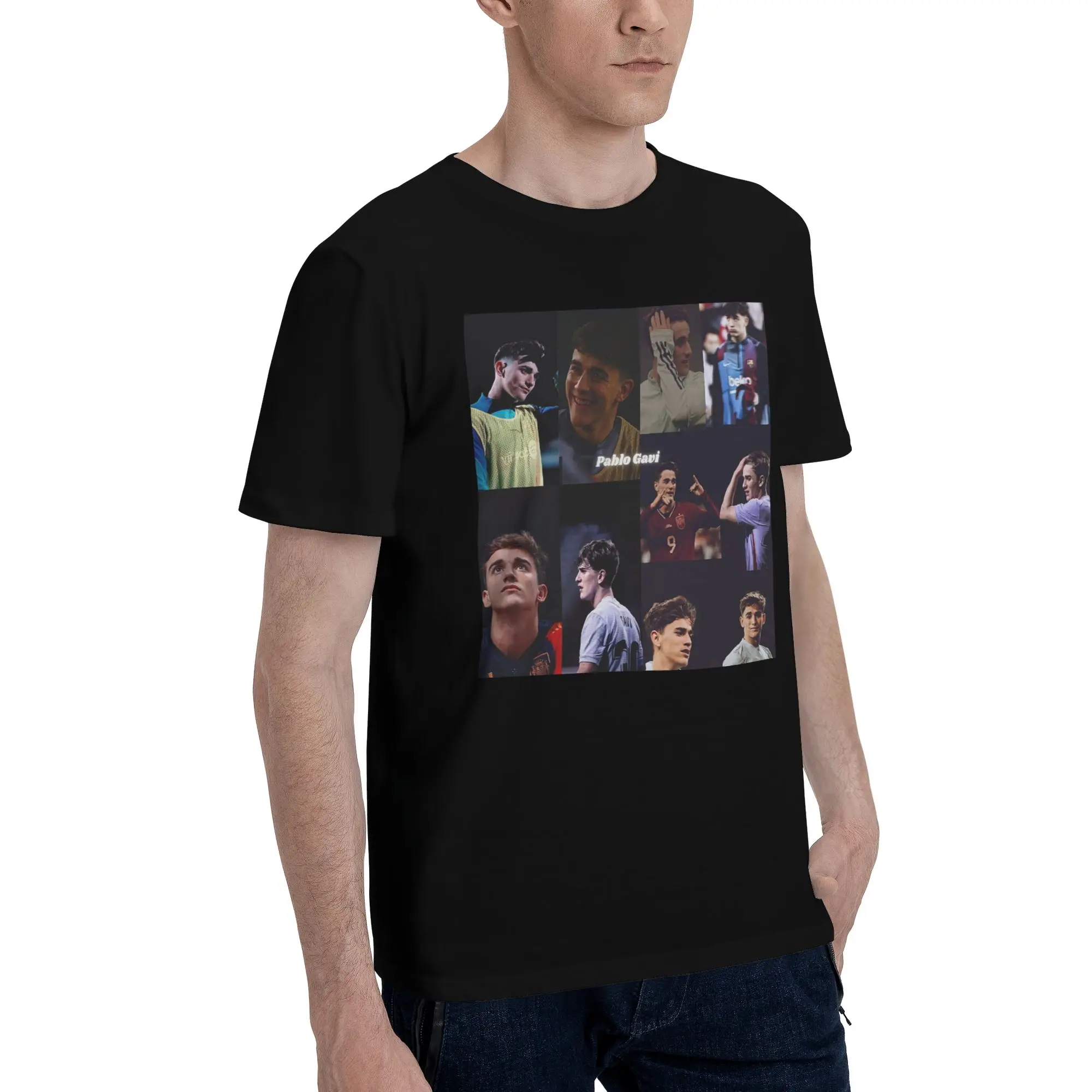

Pablo Gavi Эстетическая мужская футболка больших размеров, мужские хлопковые футболки с круглым вырезом, короткие летние мужские футболки