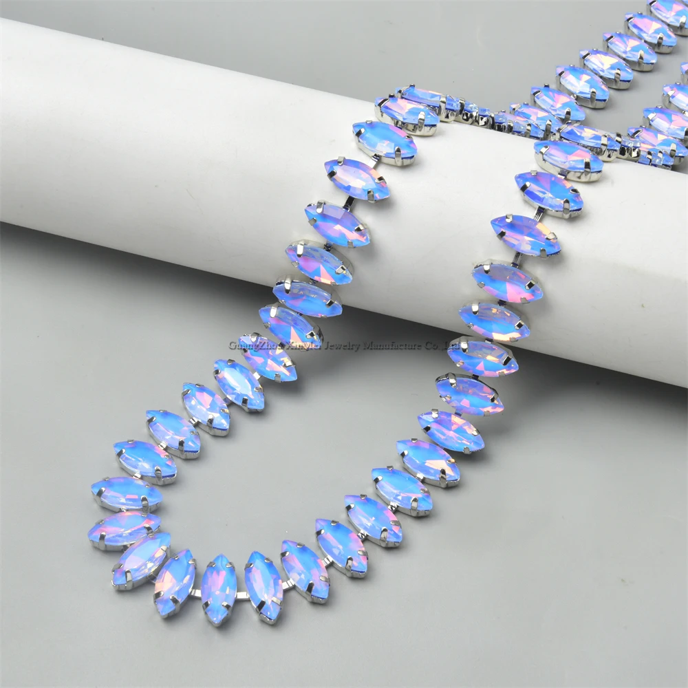 Foglia scintillante diamante vetro cristallo Trim occhio di cavallo strass decorativo tazza catena fai da te vestito cintura vestiti accessori