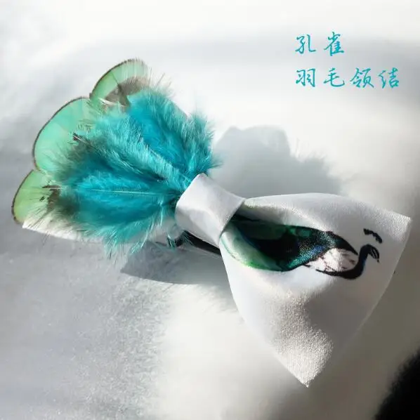 

Groomsmen Peacock Feather Bow Tie Host Men Fashion Wedding Green