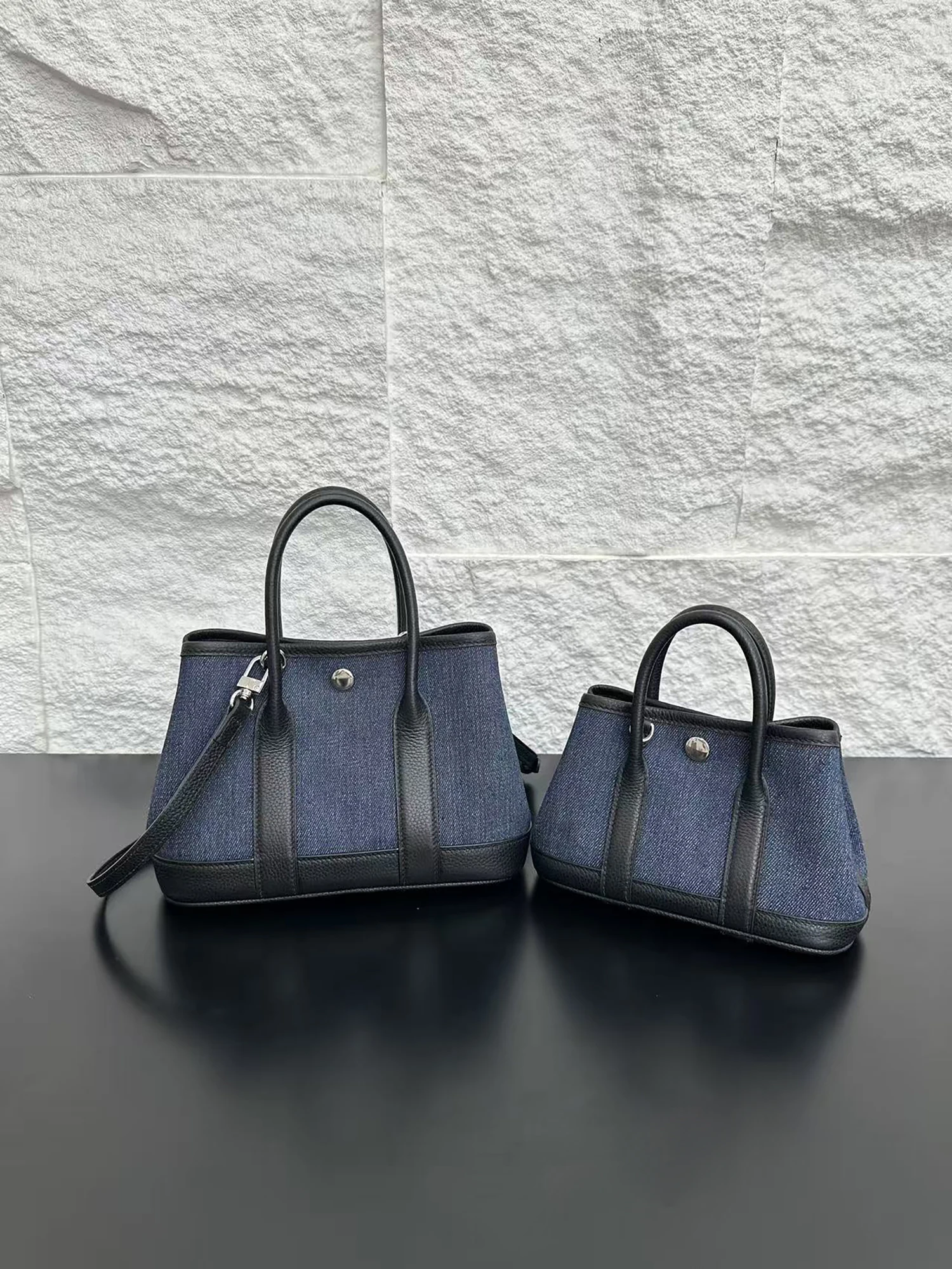 Leather Patchwork Denim Garden Handbag Commuter Large Bag Single Shoulder Slant Cross Bag Women 2026 Spring Summer