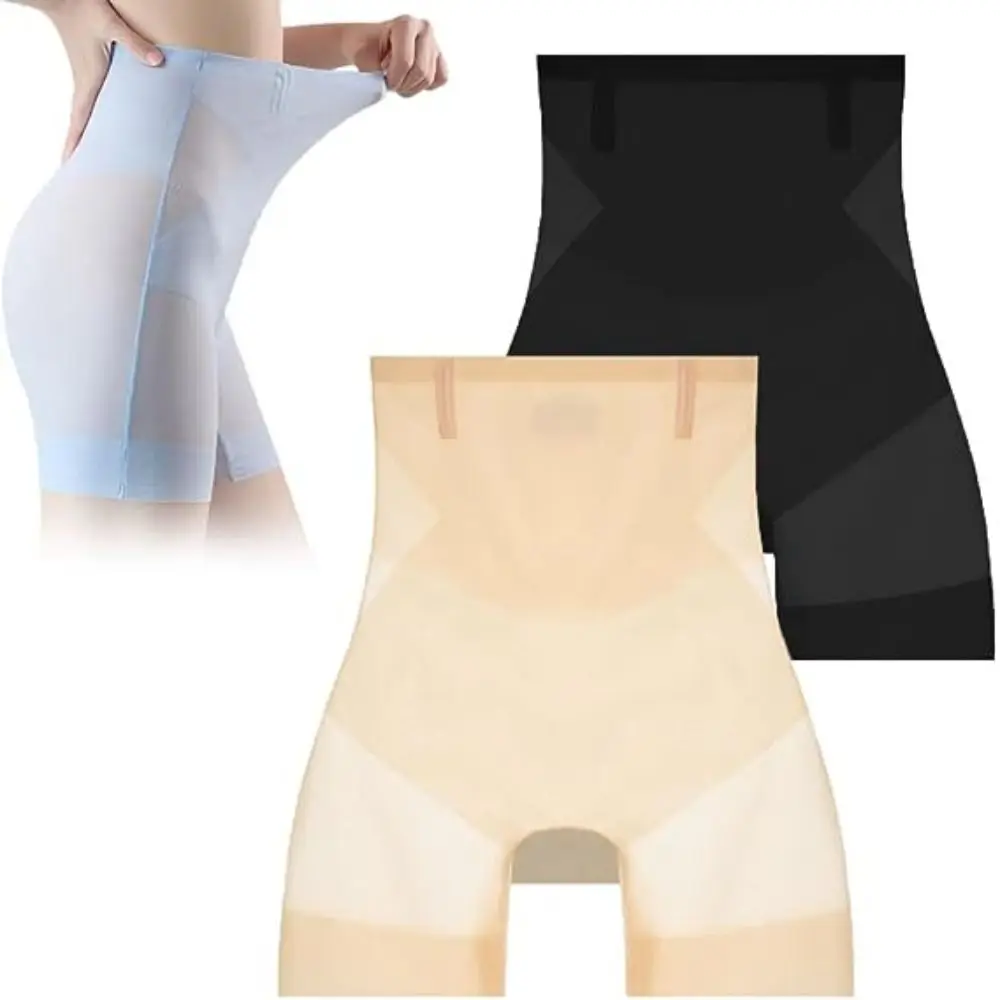 New Ultra Slim Tummy Control Hip Lift Panties Women Summer Seamless Ice Silk High Waisted Body Shaper Underwear Shaping Panties