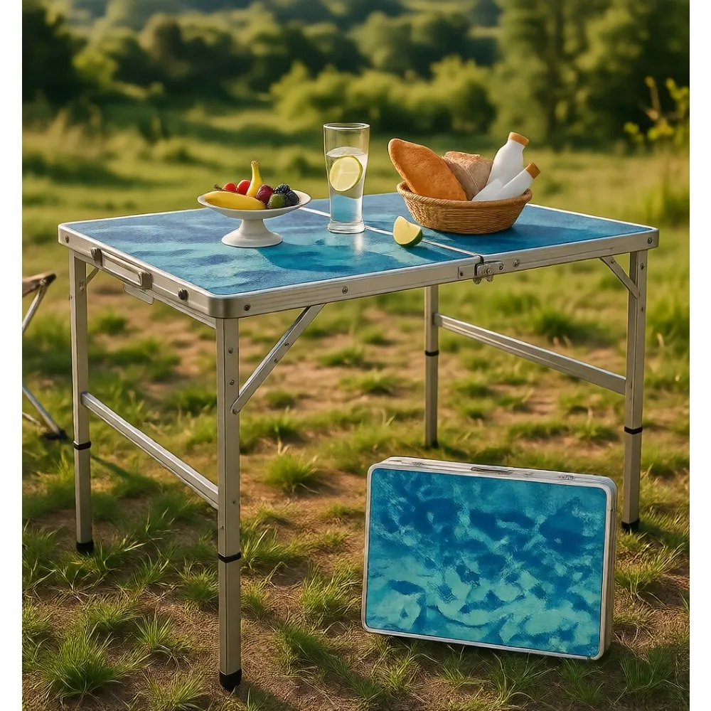 

Folding Camping Table 3FT Adjustable Height Portable Aluminum Lightweight Foldable for Outdoor Picnic BBQ Travel Camping Indoor
