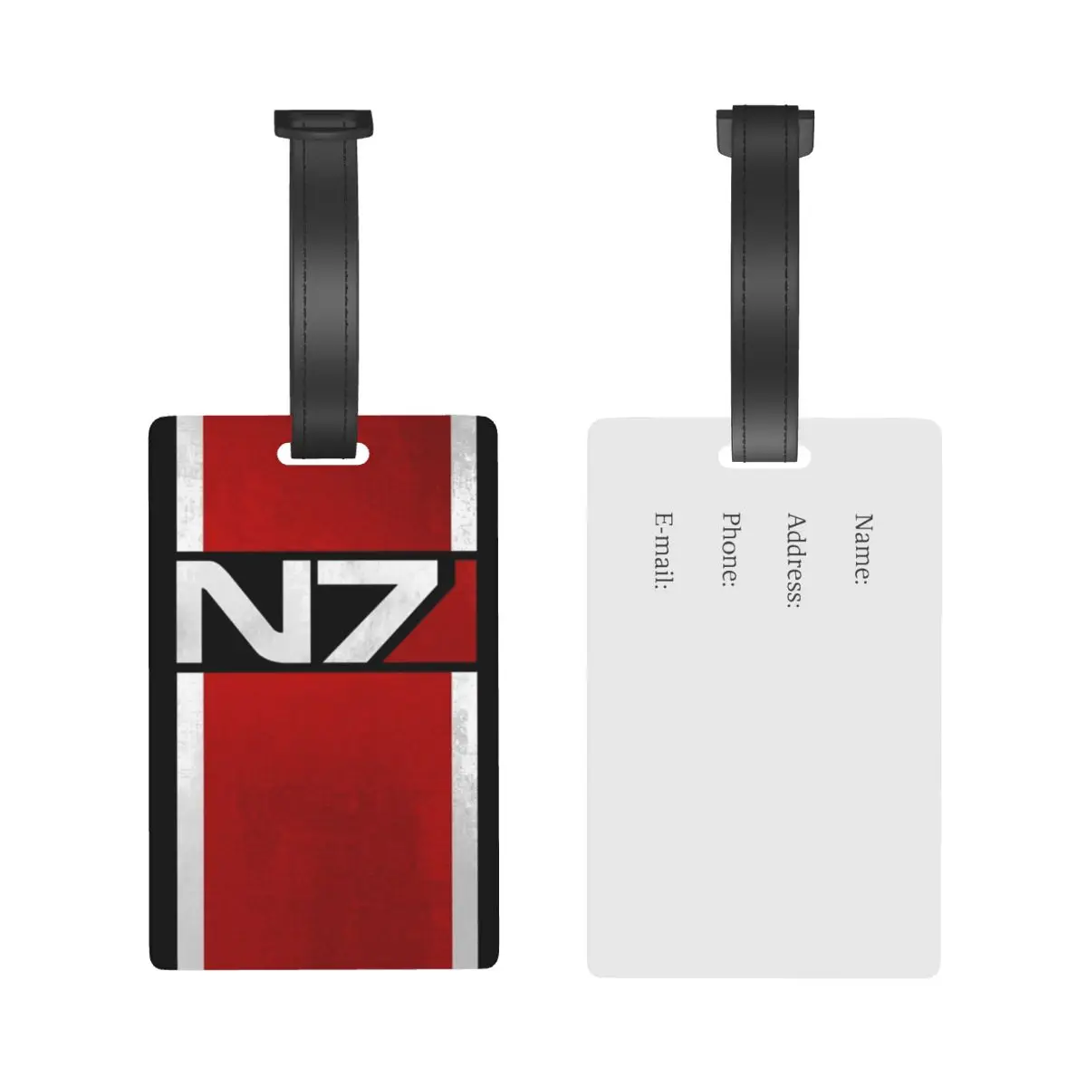 Mass Effect Vertical N7 Luggage Tags Suitcase Accessories Travel PVC Baggage Boarding Tag Portable Label Holder ID Name Address