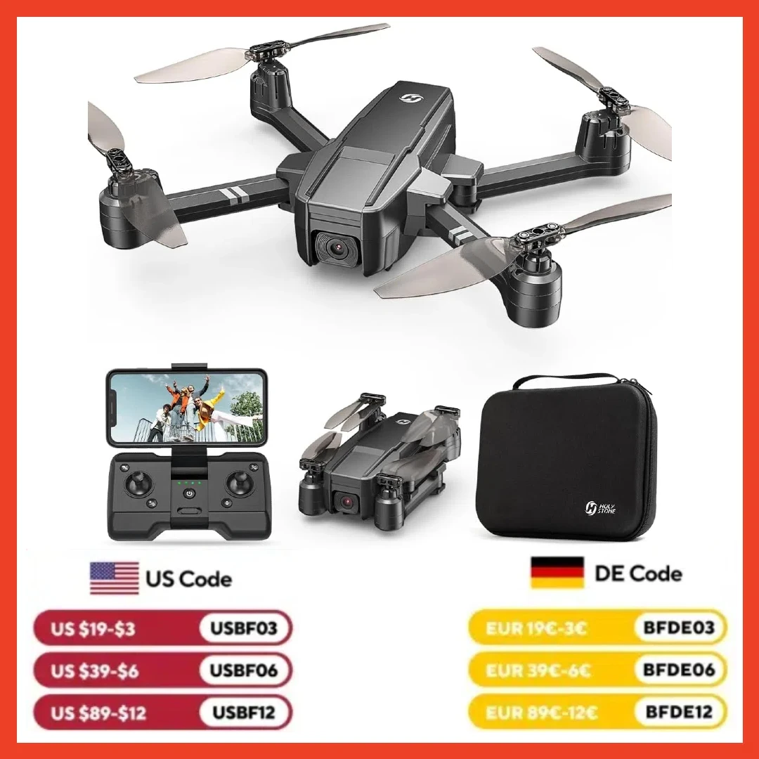 Holy Stone HS440 Foldable FPV Drone: 1080P WiFi, Voice/Gesture, Modular Battery, Auto Hover, Carry Case.