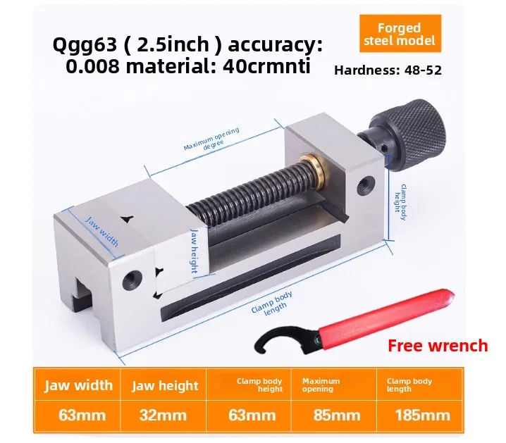 Forged Steel 2.5inch QGG63 Manual Precision Flat Vise Milling Machine Right Angle High Precision Vise