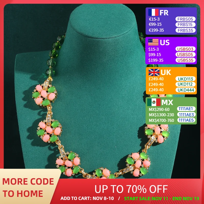 

Vintage Plum Blossom Flower Necklace Choker Pink Glass Glaze Beaded Beautiful Antique Gold Color Luxury Designer Jewelry 2025