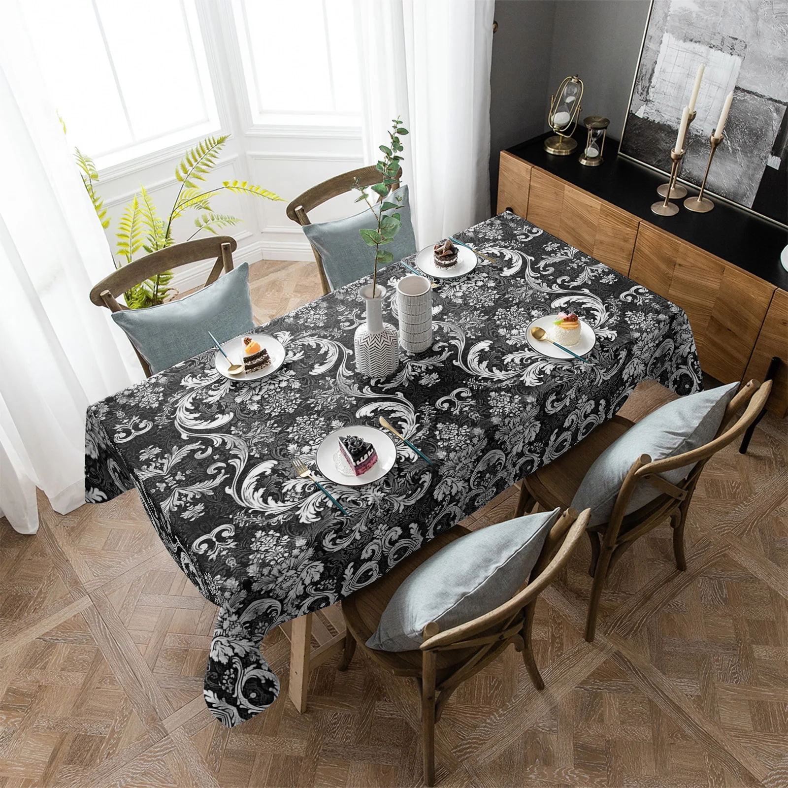 Flower Texture Abstract Retro Stretch Chair Cover Kitchen Dining Chair Slipcovers Banquet Hotel Elastic Seat Chair Covers