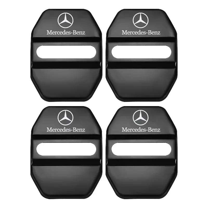 4 قطعة غطاء قفل باب السيارة حماية مشبك غطاء مزلاج وقف مكافحة الصدأ لمرسيدس بنز AMG A B C E S الفئة GLC GLK GLE GLA CLA GLB