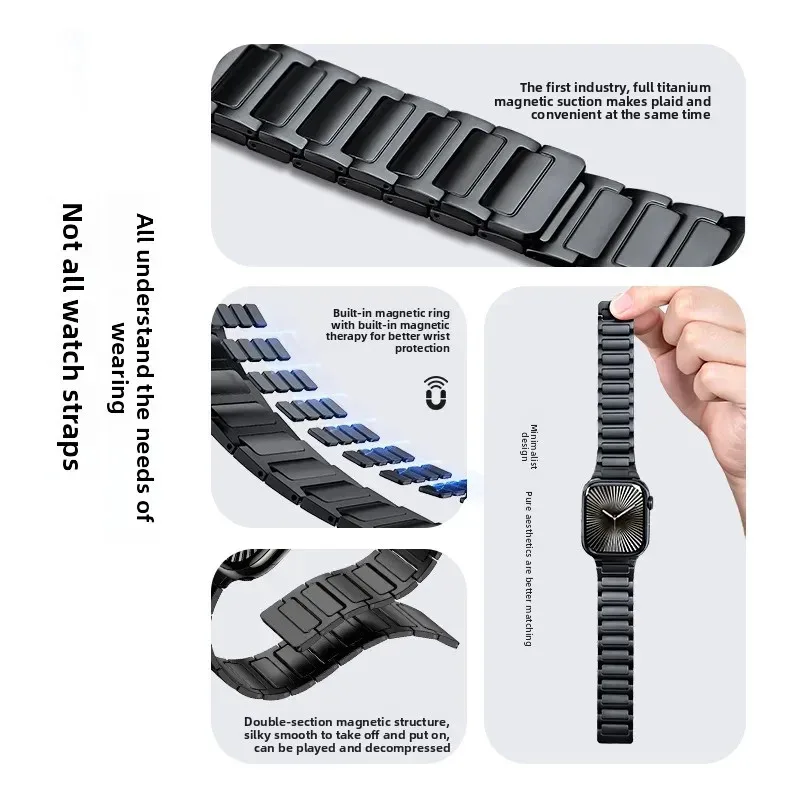 Pure Titanium M agnetic Apple Watch Band Ultra2  for Apple Watch Magnetic Absorption