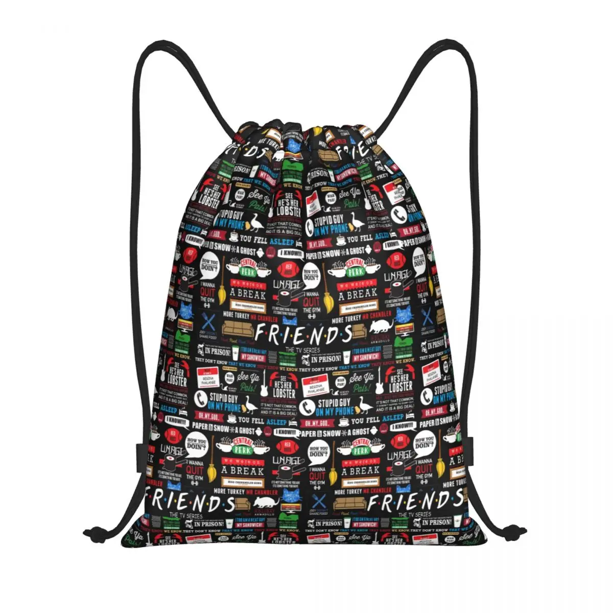 Mochila de almacenamiento con cordón para hombre y mujer, bolso deportivo ligero con Collage de amigos, serie de TV divertida personalizada, gimnasio