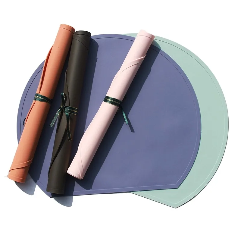 1/4/6 Stück Blaue Geschenk-Tischsets Rutschfeste Runde Silikon-Tischmatten Küchenzubehör Party-Dekoration Geschenk für Studenten