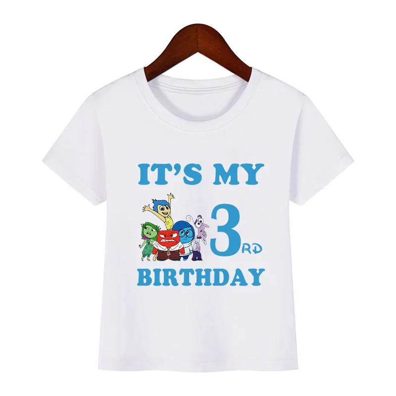 Inside Out Joy Disgust Print Cartoon Kids Clothes It's My 1 2 3 4 5 6 7 8 9 Years Birthday Boys Girls Cute T shirt Baby T-Shirts