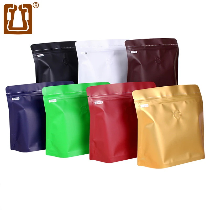 Zhanfei Packaging Half Pound Coffee Bag One-way Air Valve 10Pcs Diamond Type Kraft Aluminum Oil Bag Coffee Bean Packaging Bag