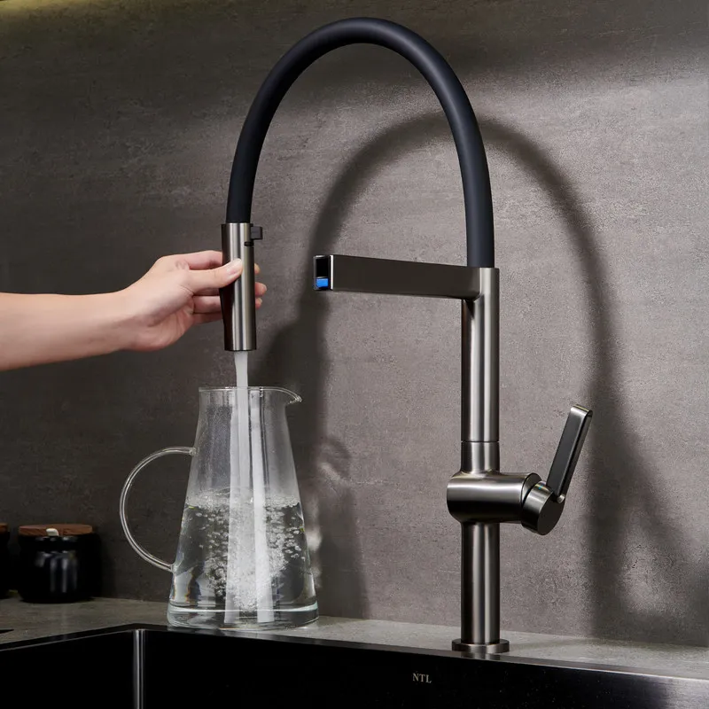 All-copper magnetic suction pull-out sink dishwasher kitchen vegetable basin hot and cold universal faucet