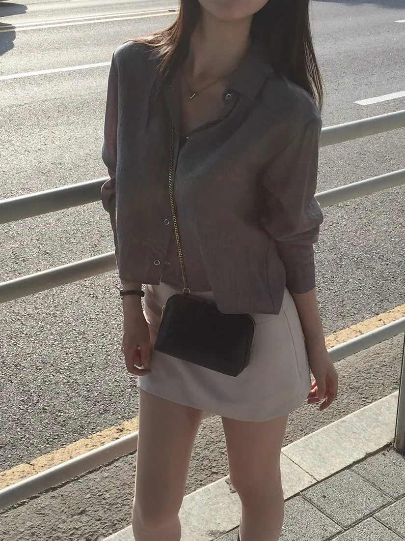 

Chic Summer New Long Sve Women's irt Thin Versatile Elely Collared Single Button ort Top Faionable Busin Casual